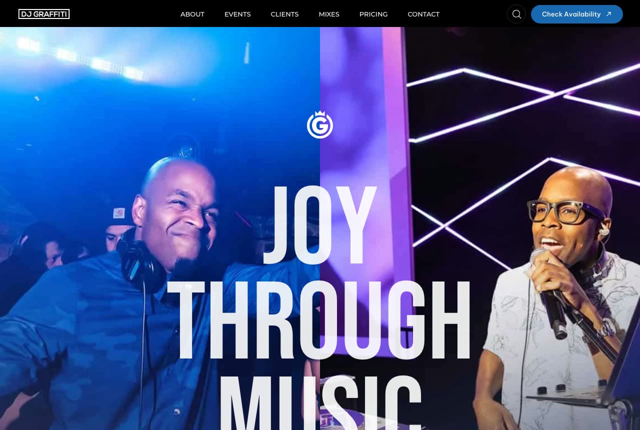 DJ Graffiti website — Event DJ & MC design example