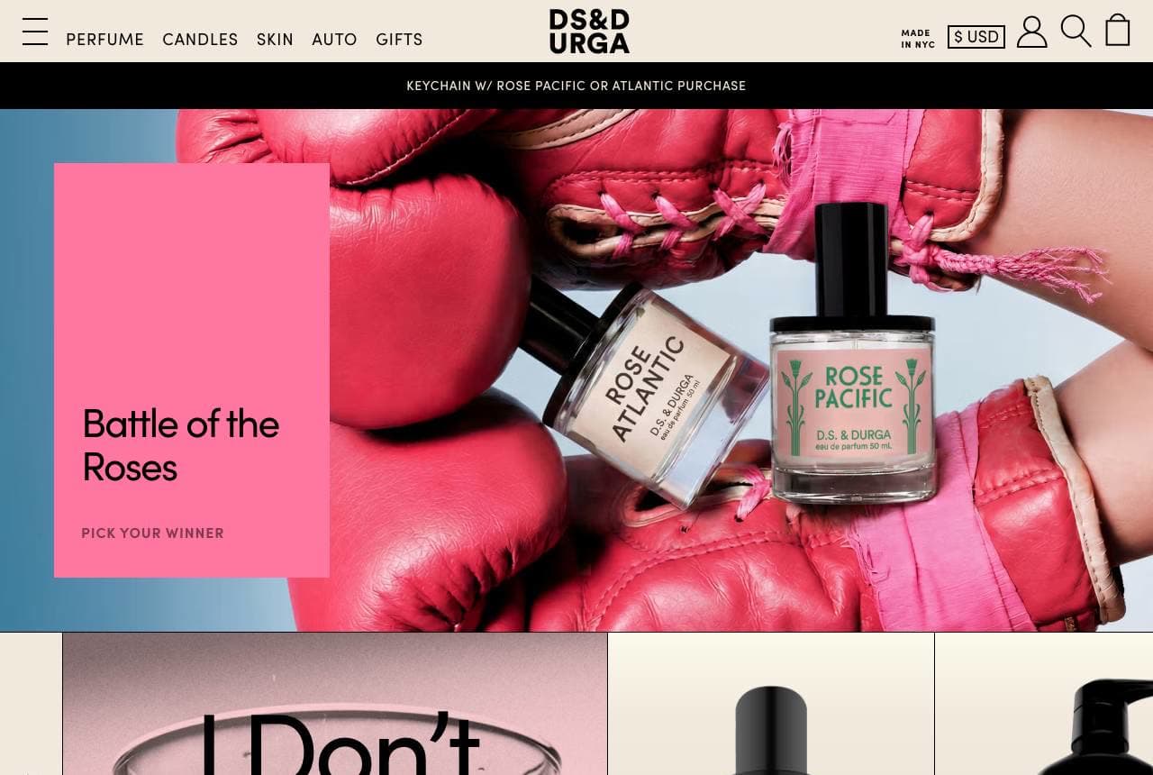 D.S. & Durga website — Niche Perfume House design example