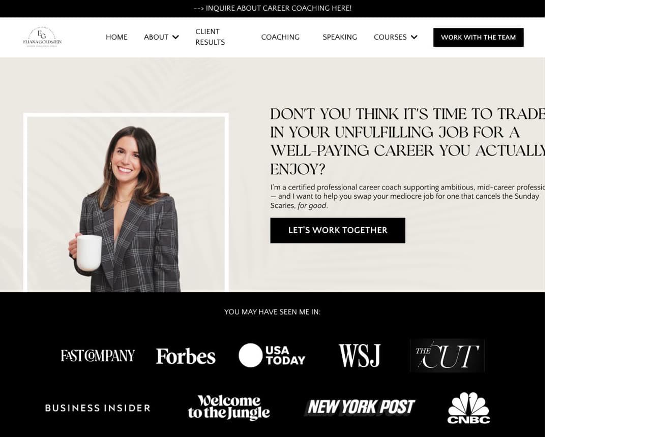 Eliana Goldstein Coaching website — Career Coaching design example