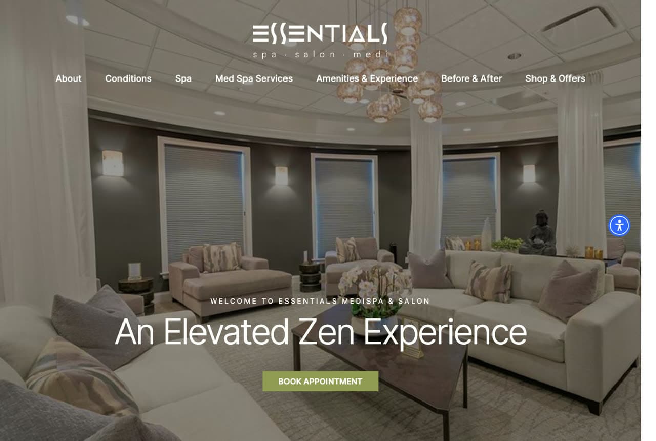 Essentials Medispa website — Medical Spa design example