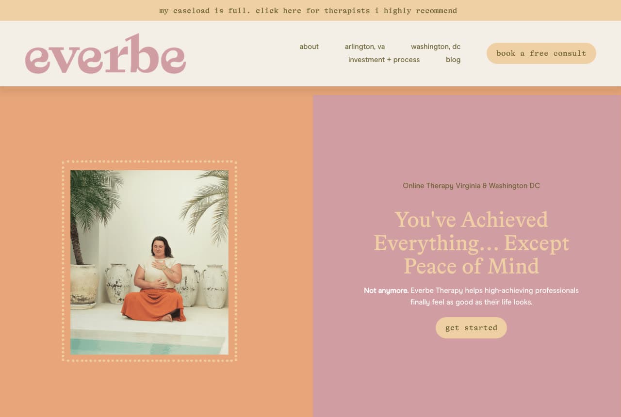 Ever Be Therapy website — Solo Practice design example
