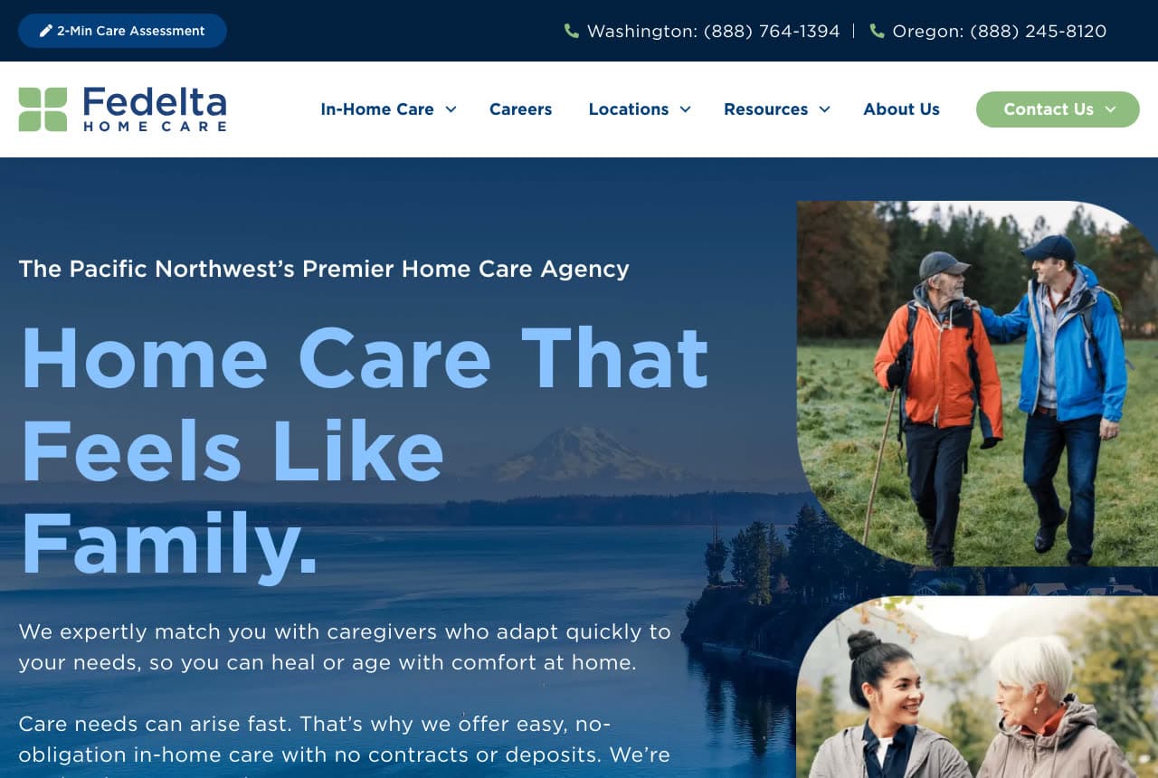 Fedelta Home Care website — Regional Home Care design example