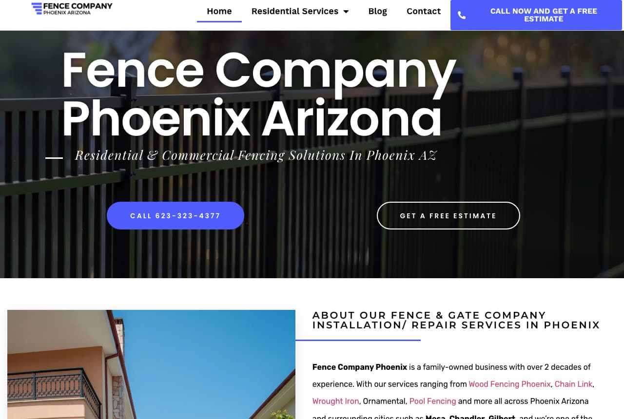Fence Company Phoenix Arizona website — Fence & Gate Installer design example