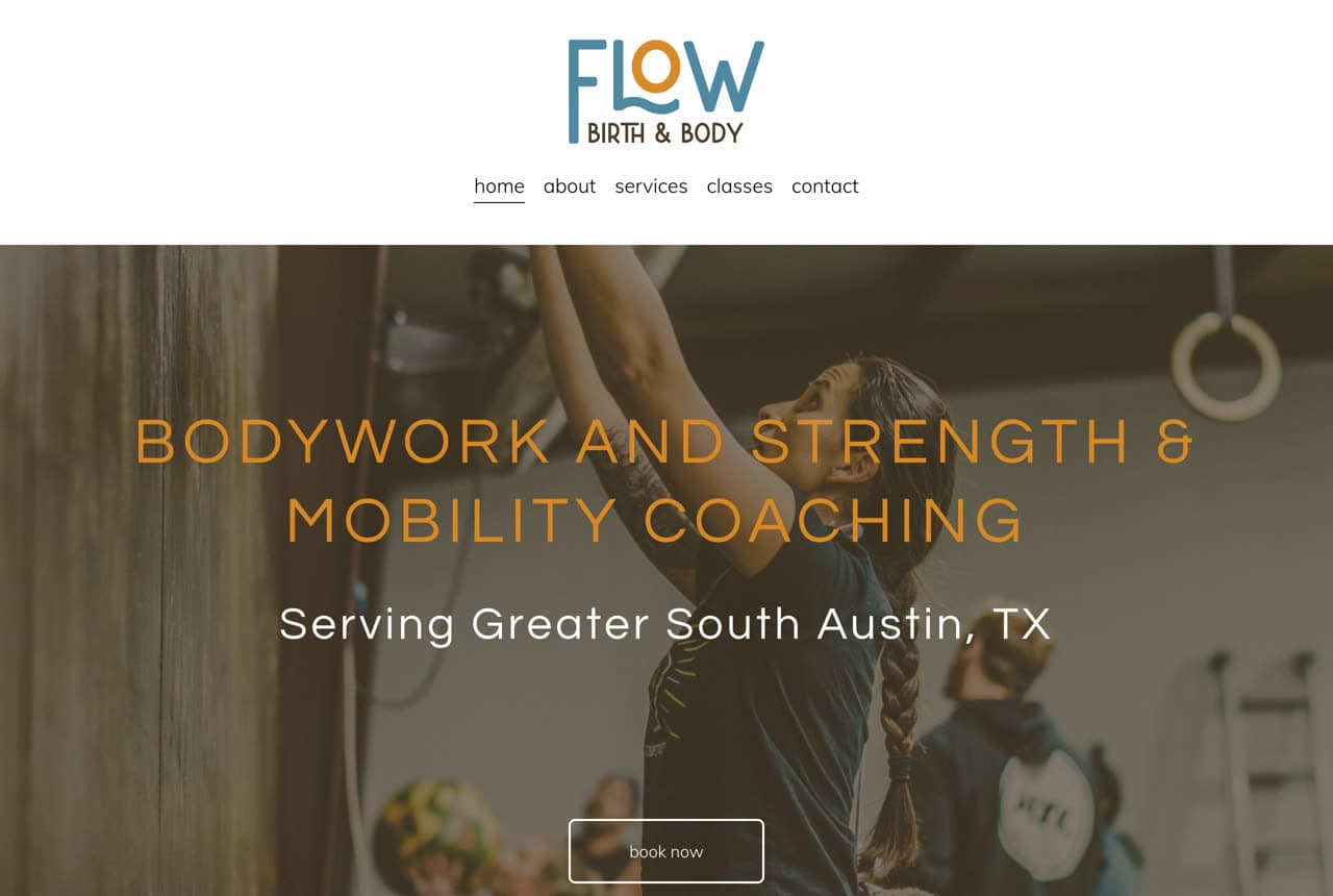 Flow Birth & Body website — Bodywork design example