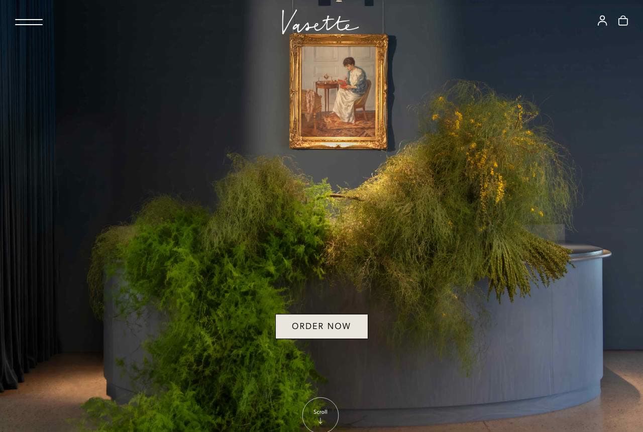 Flowers Vasette website — Luxury / Events design example