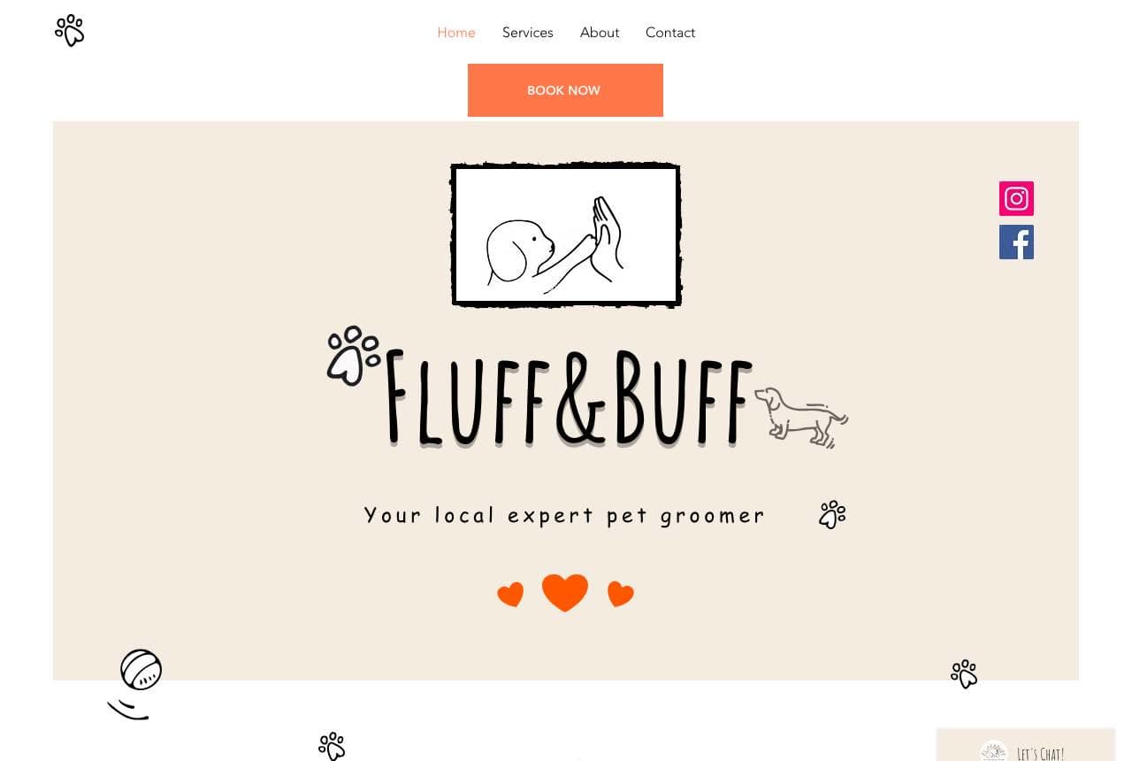 Fluff & Buff website — Grooming Studio design example
