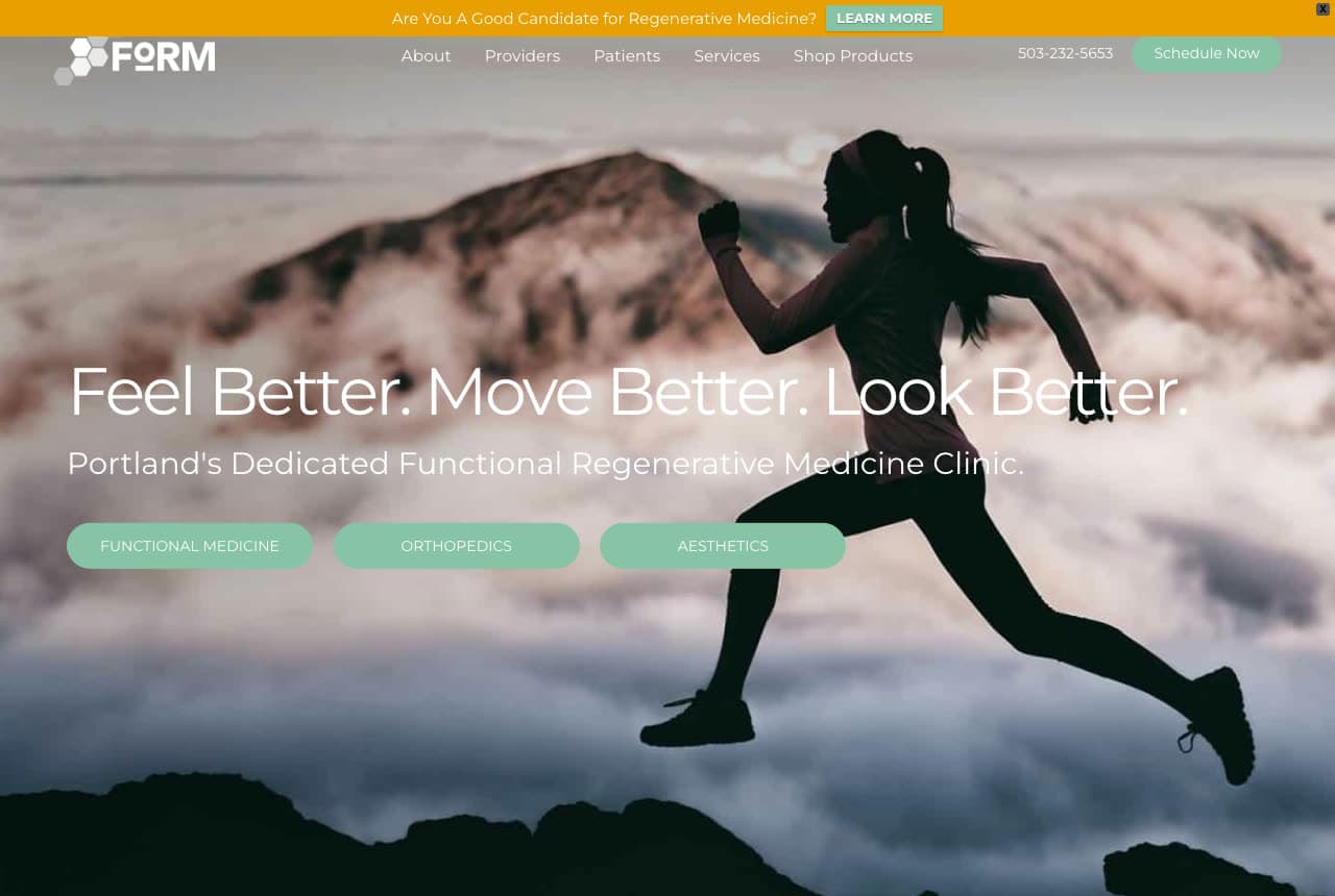 FoRM Health website — Functional Medicine Clinic design example
