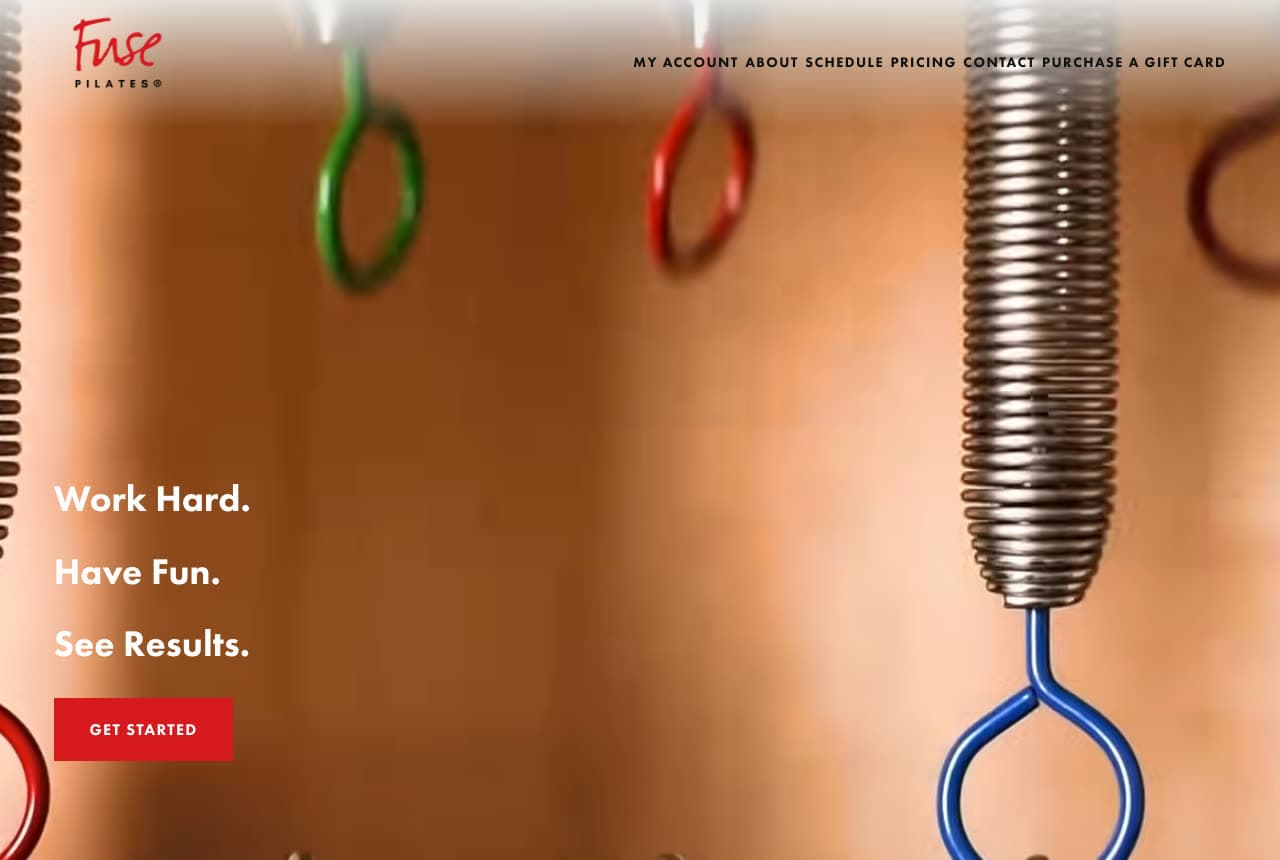 Fuse Pilates website — Reformer Pilates Studio design example