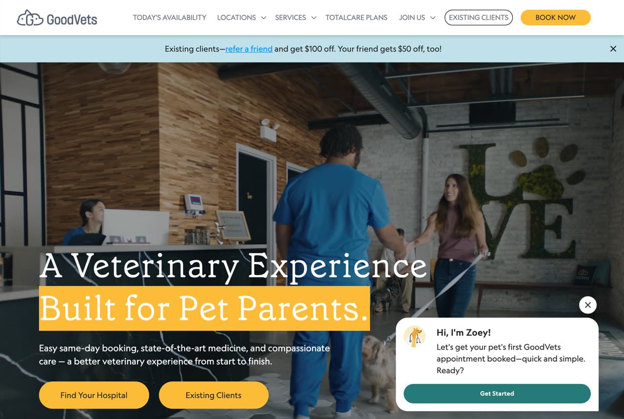 GoodVets website — Veterinarian design example