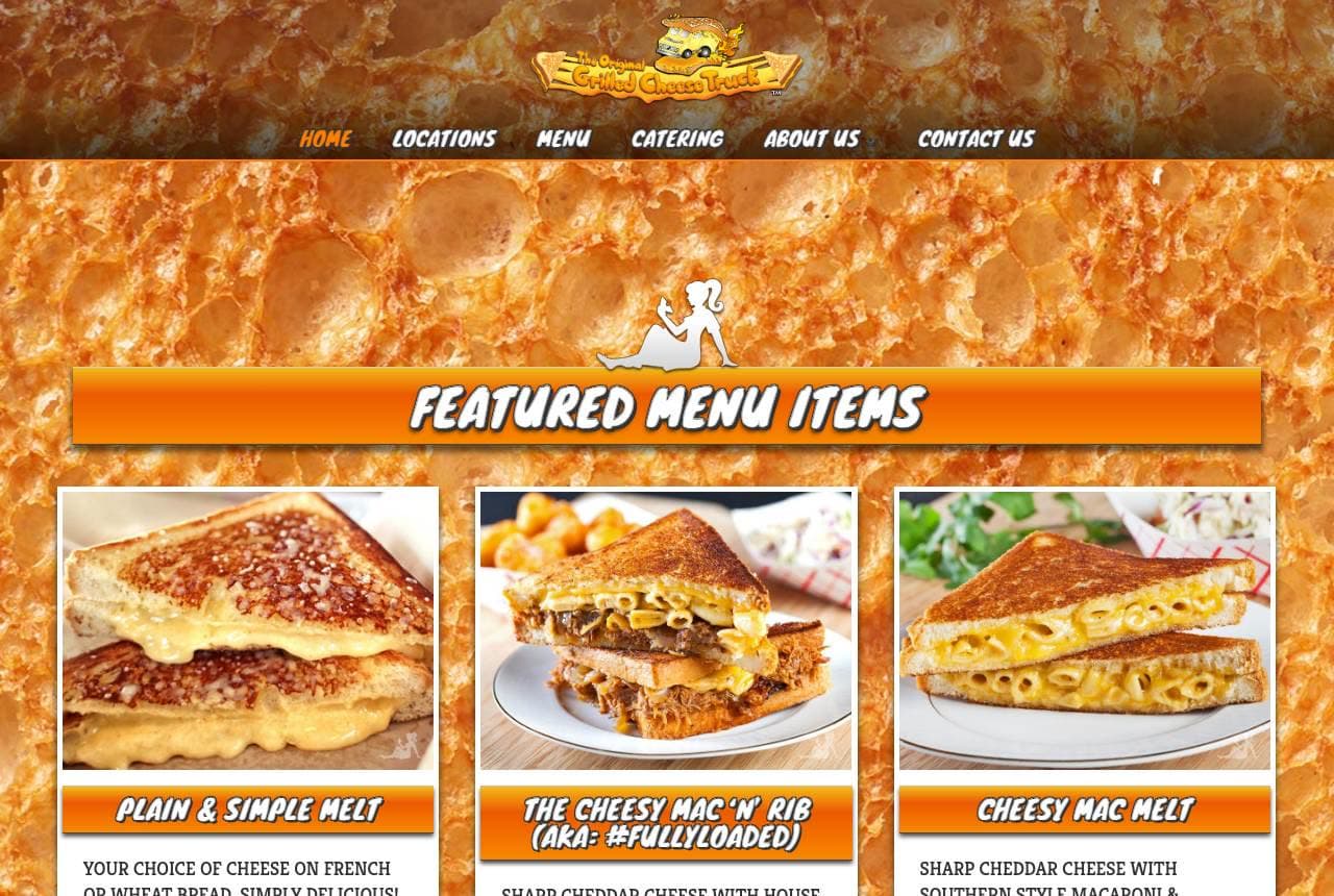 The Grilled Cheese Truck website — Single-Item Truck design example