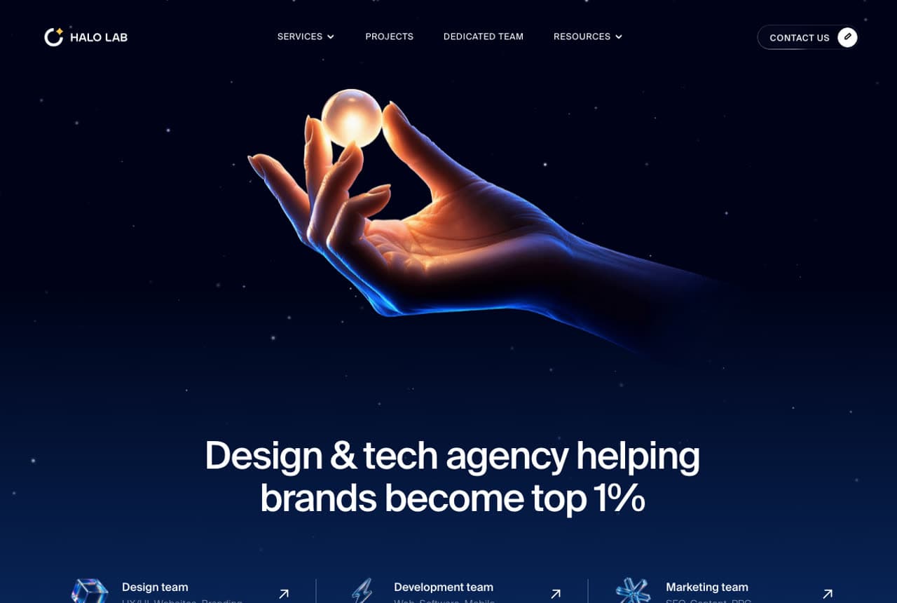 Halo Lab website — Design Agency design example