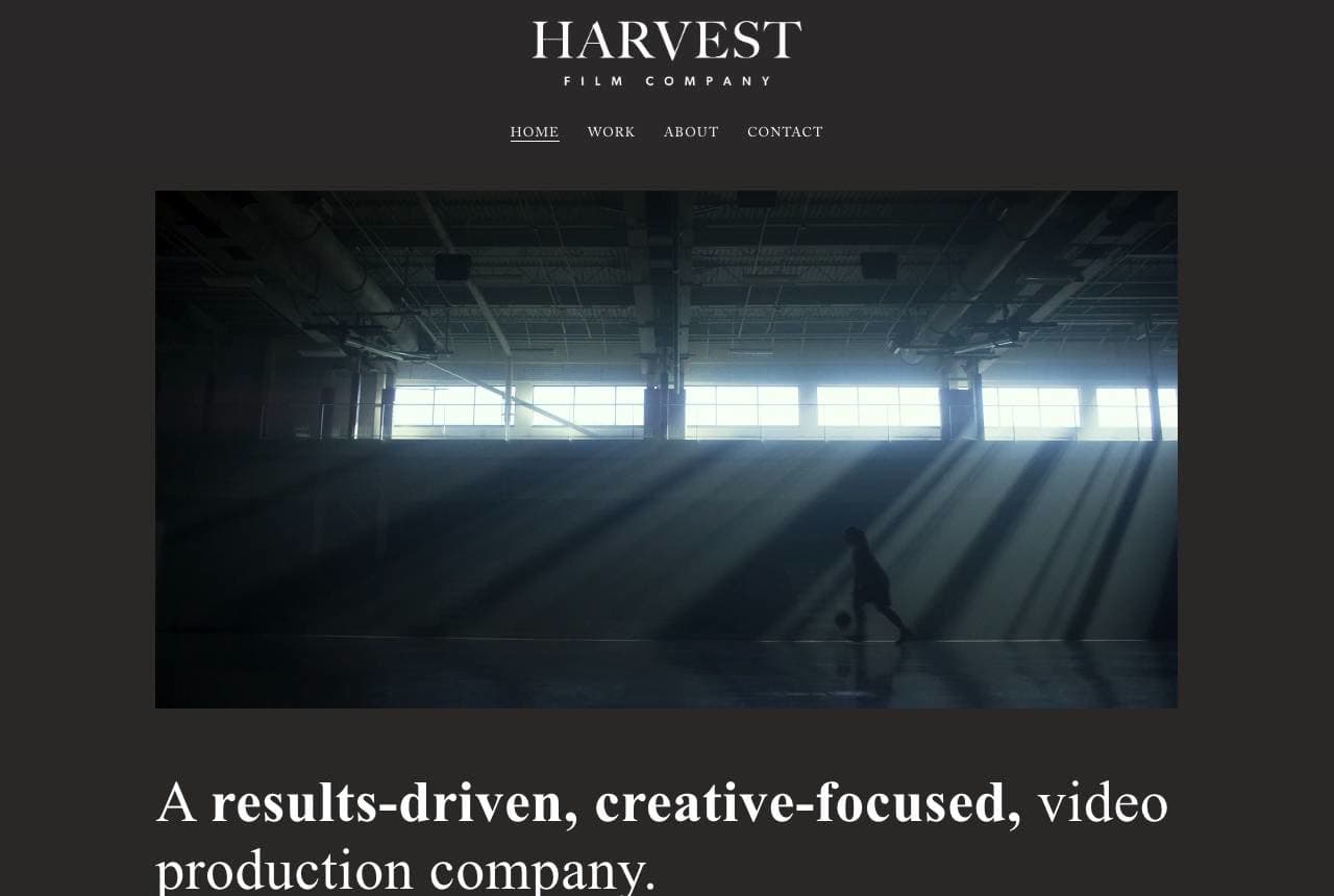 Harvest Film Company website — Film Studio design example