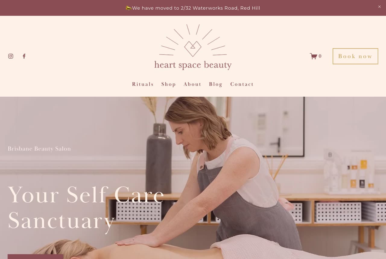 Heart Space Beauty website — Beauty Sanctuary design example