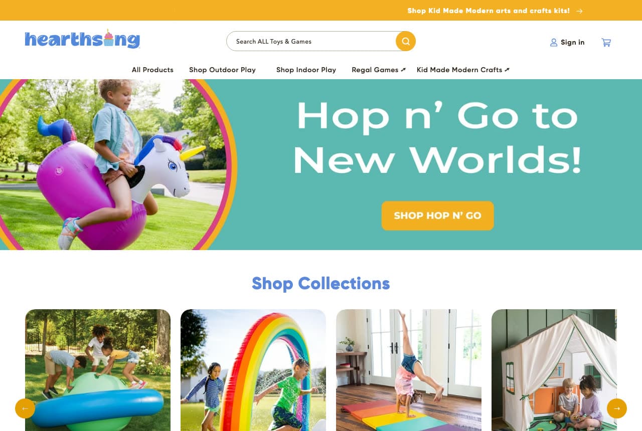 HearthSong website — Outdoor & Active Play Brand design example