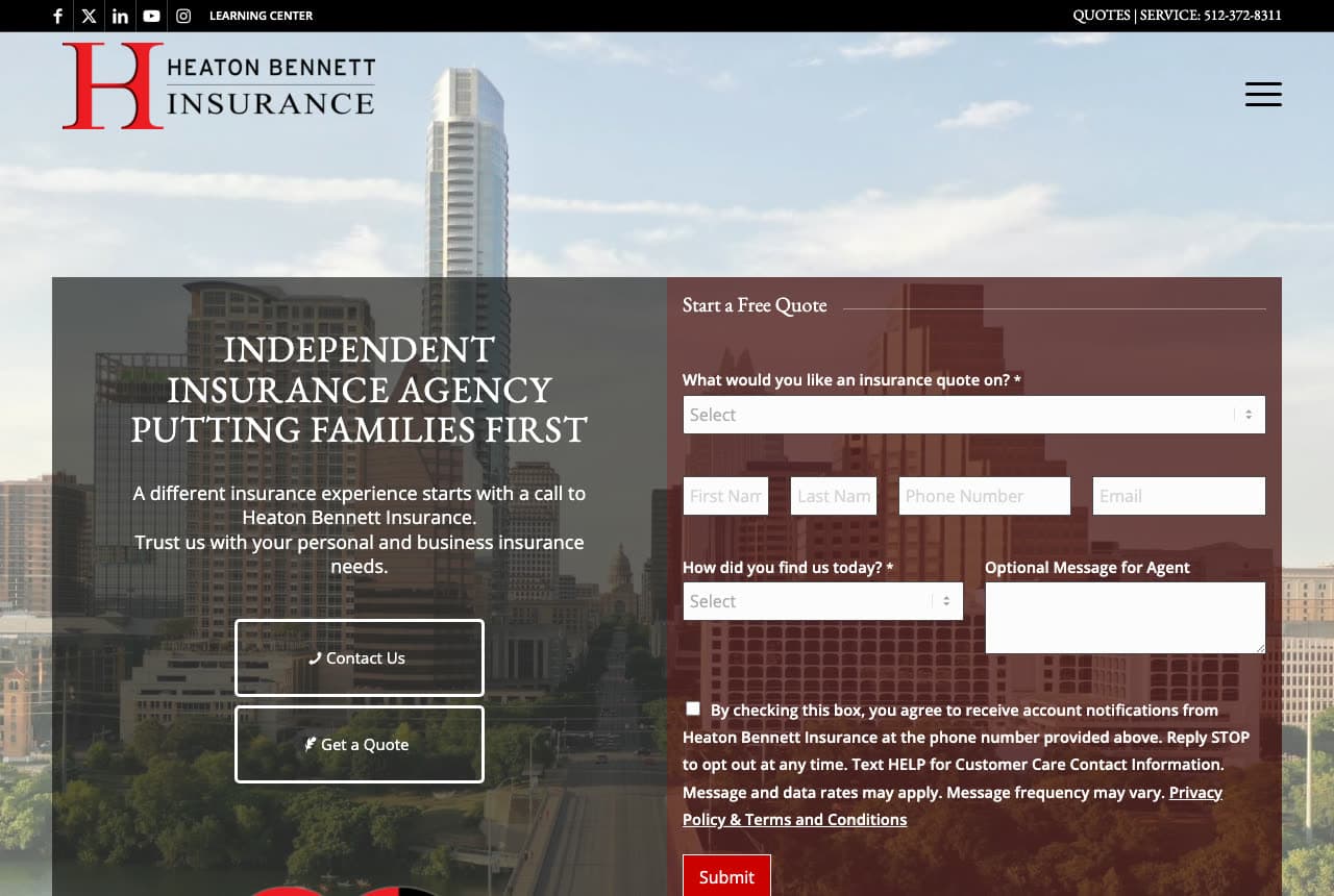 Heaton Bennett Insurance website — Family Agency design example