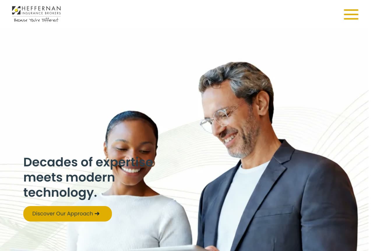 Heffernan Insurance Brokers website — Insurance Brokerage design example