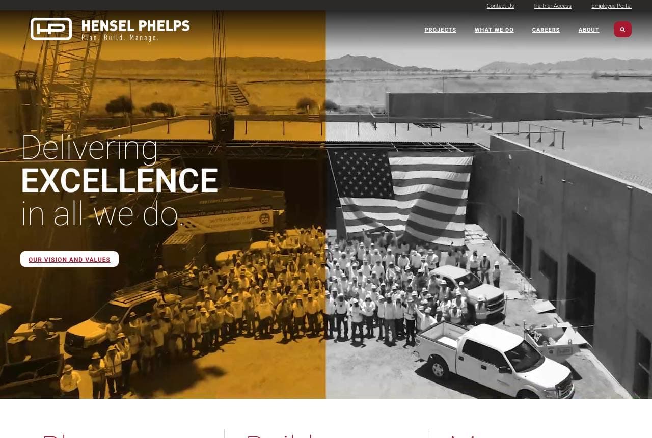 Hensel Phelps website — National General Contractor design example