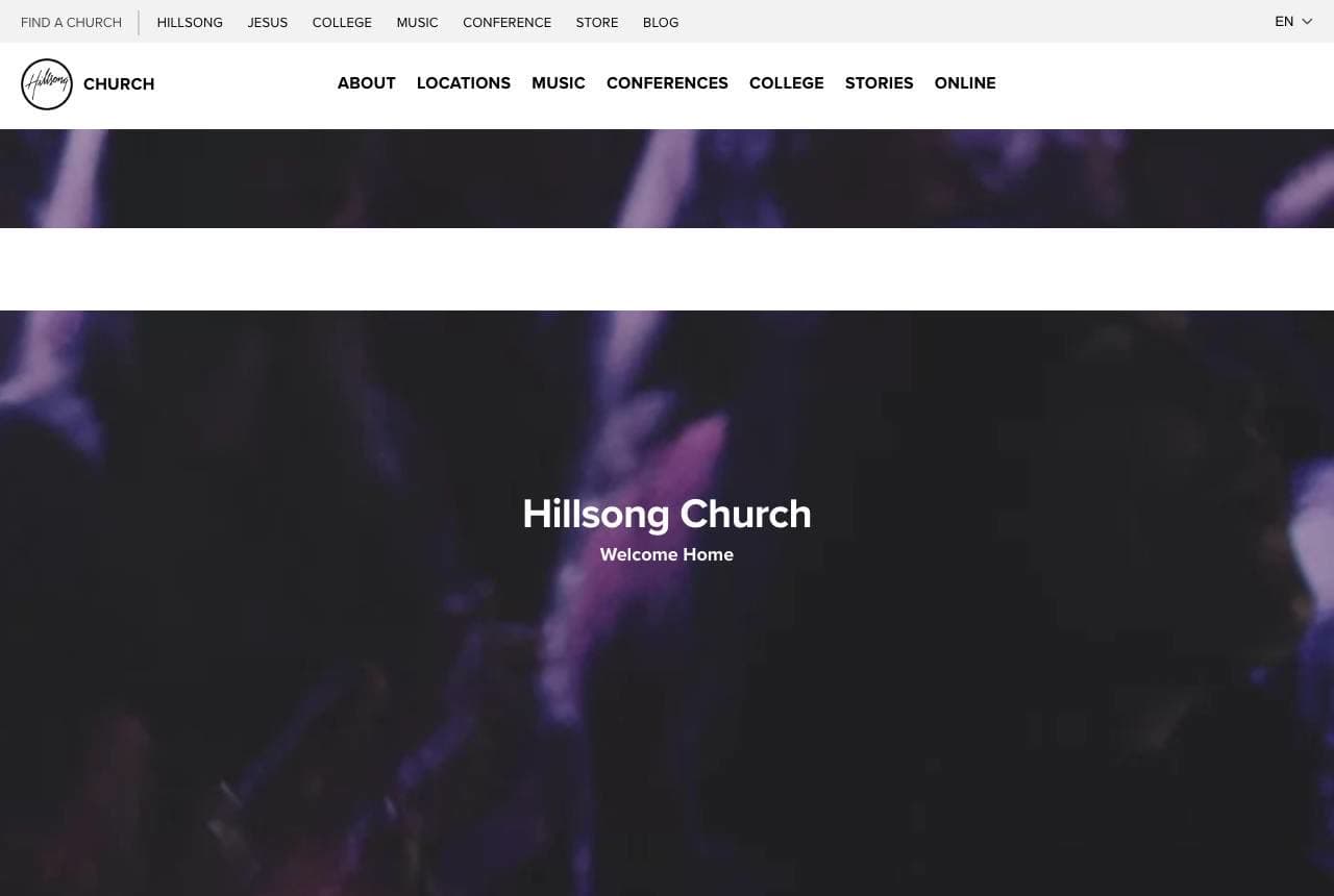 Hillsong Church website — Global Church design example