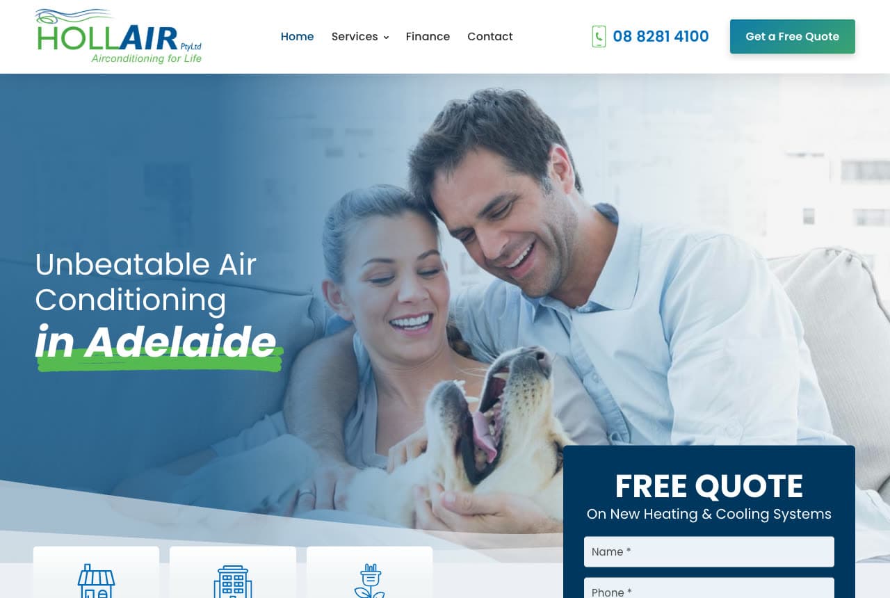 HollAIR website — Air Conditioning design example