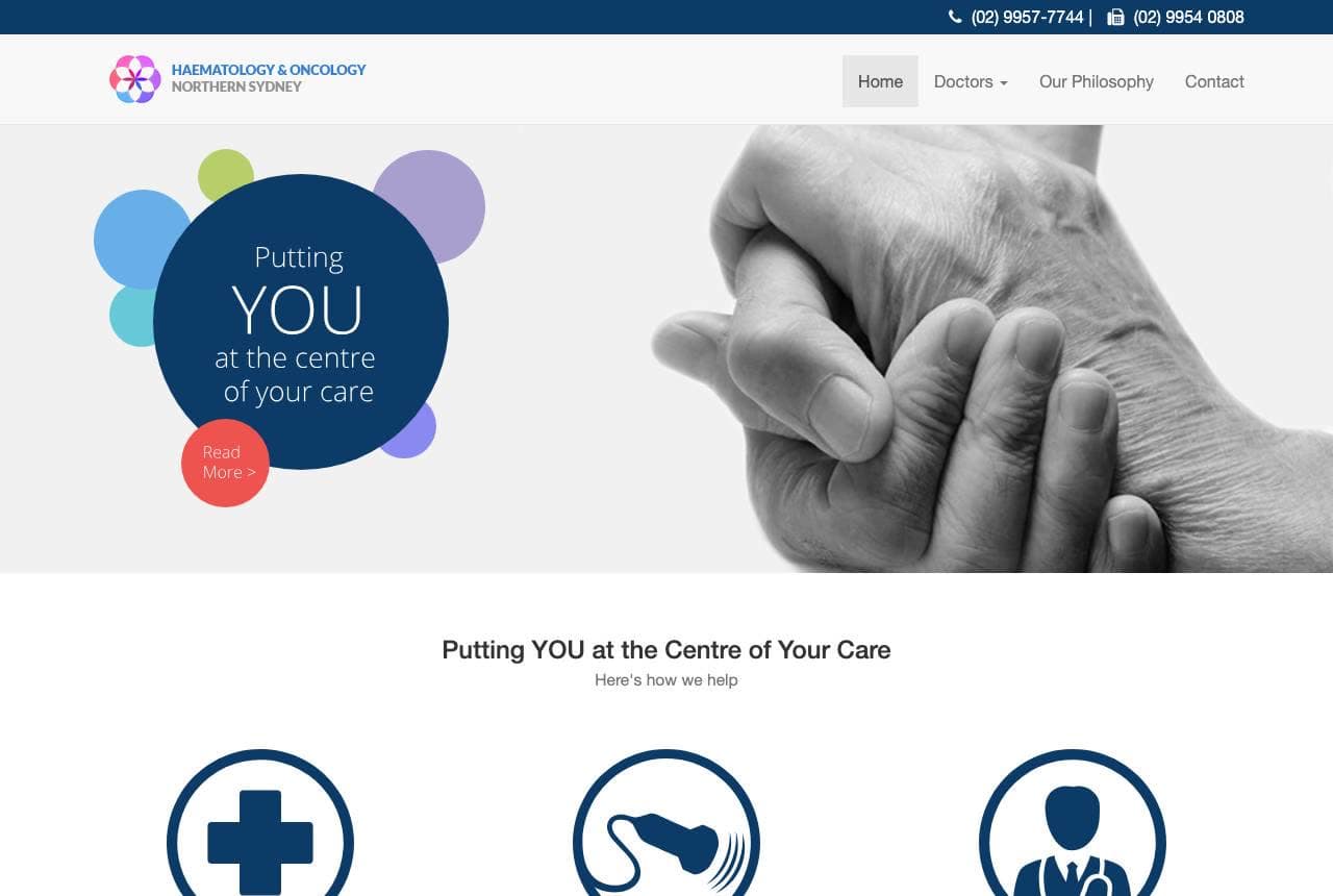 Haematology & Oncology Northern Sydney website — Oncology Specialist design example