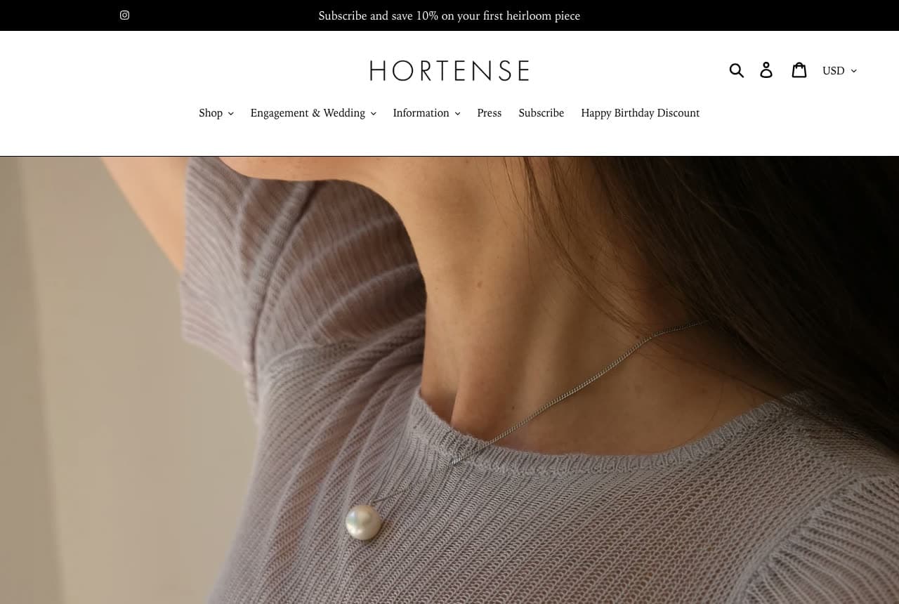 Hortense website — Fine Jewelry Boutique design example