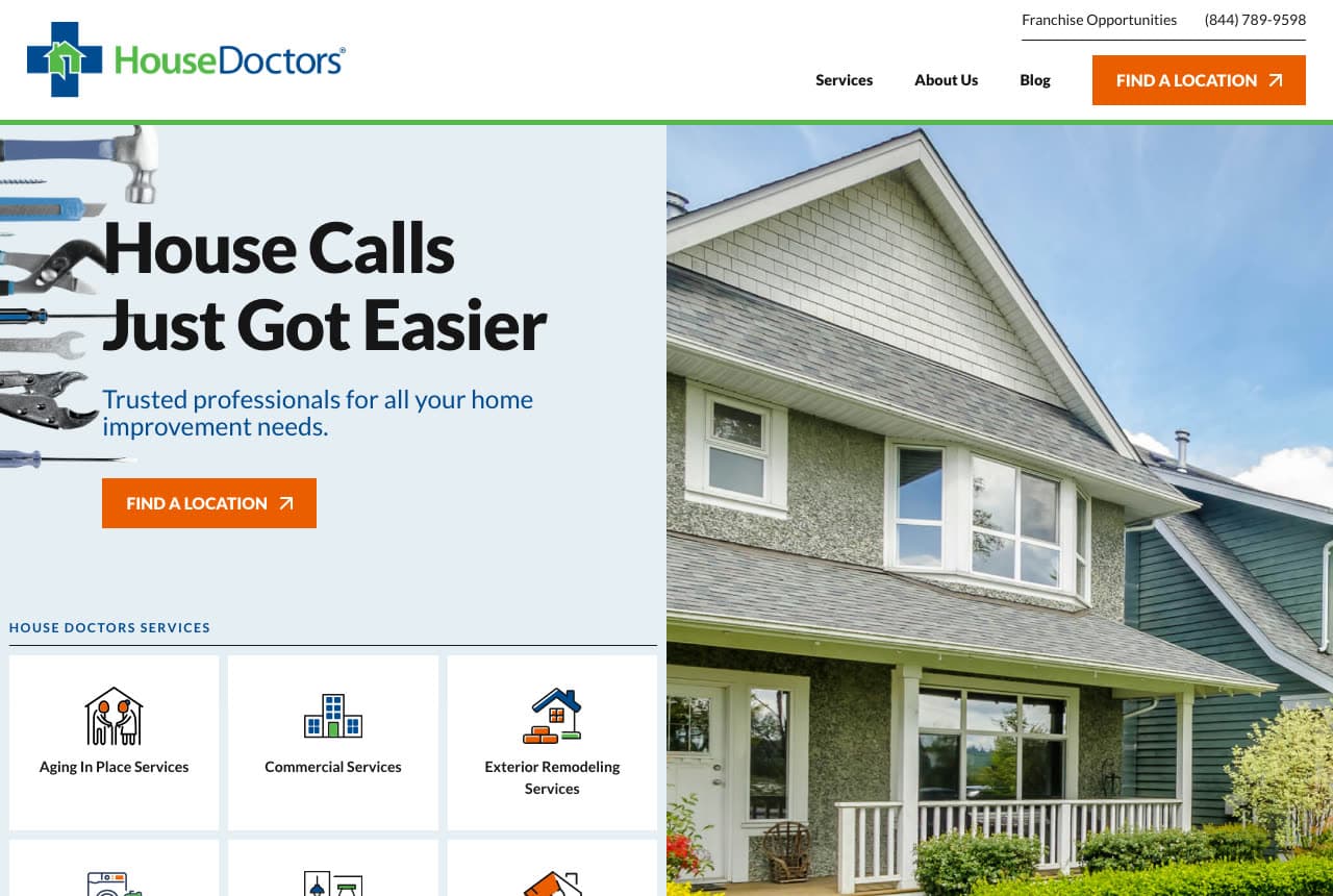 House Doctors website — Handyman Franchise design example