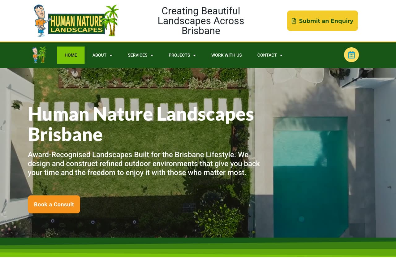 Human Nature Landscapes website — Landscaping design example