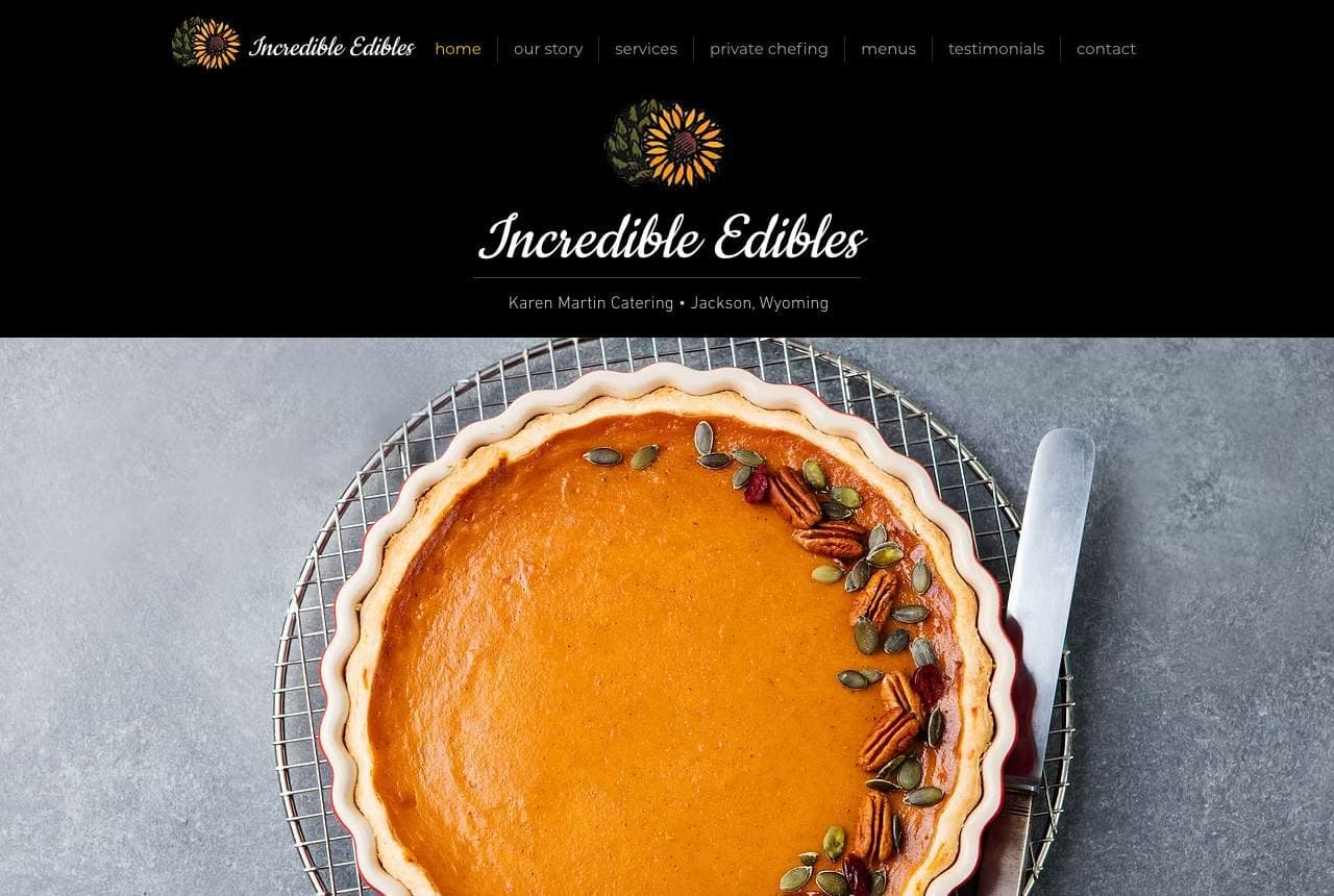 Incredible Edibles website — Fine Catering design example