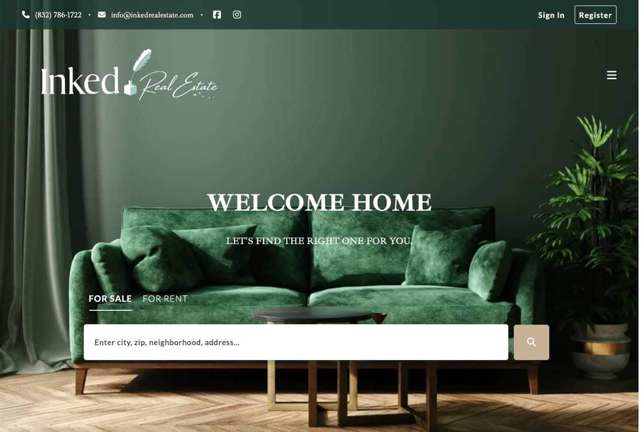 Inked Real Estate website — Boutique Brokerage design example