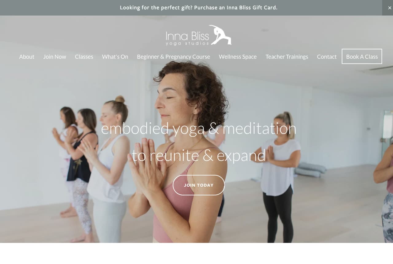 Inna Bliss website — Embodiment Yoga design example