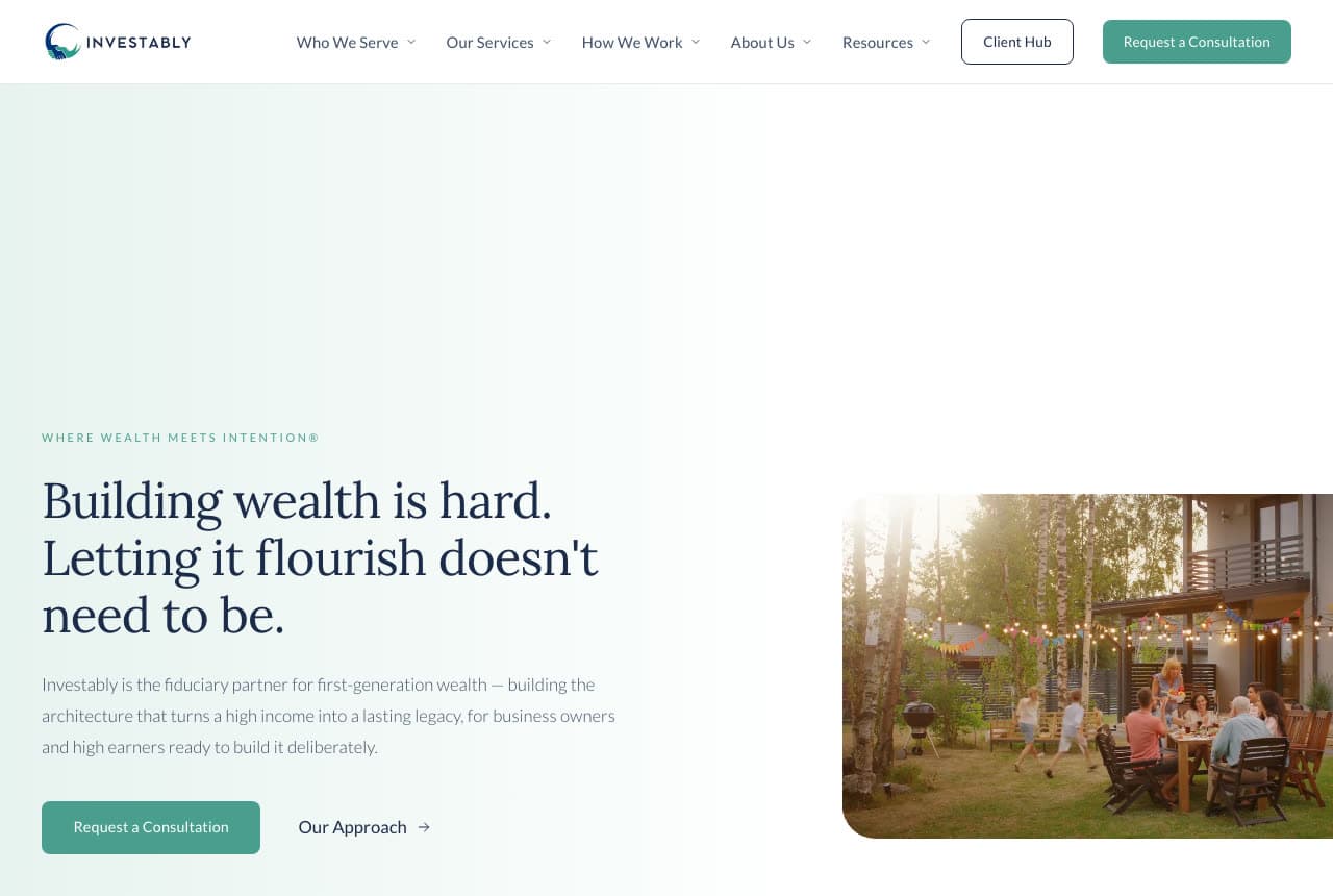 Investably website — Fiduciary Advisor design example