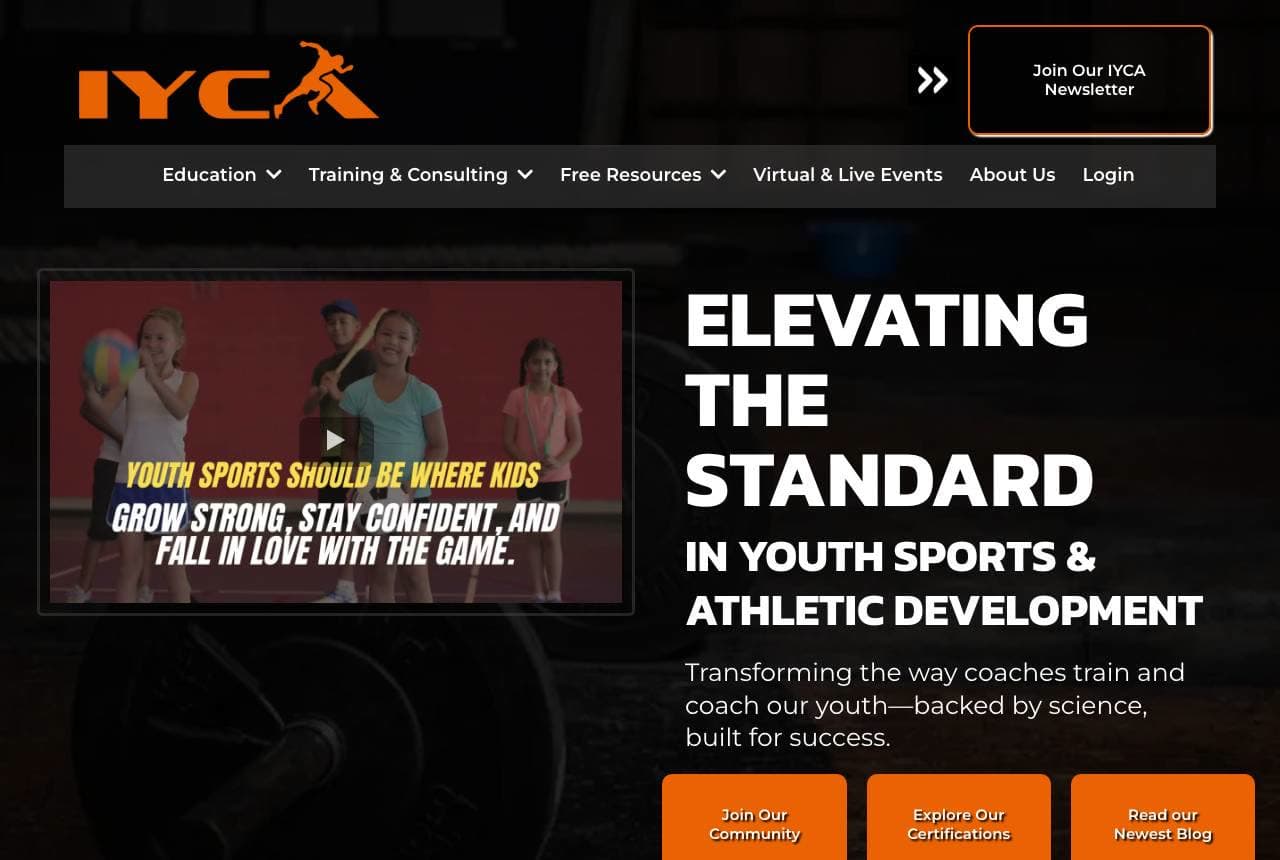 IYCA website — Coach Certification design example