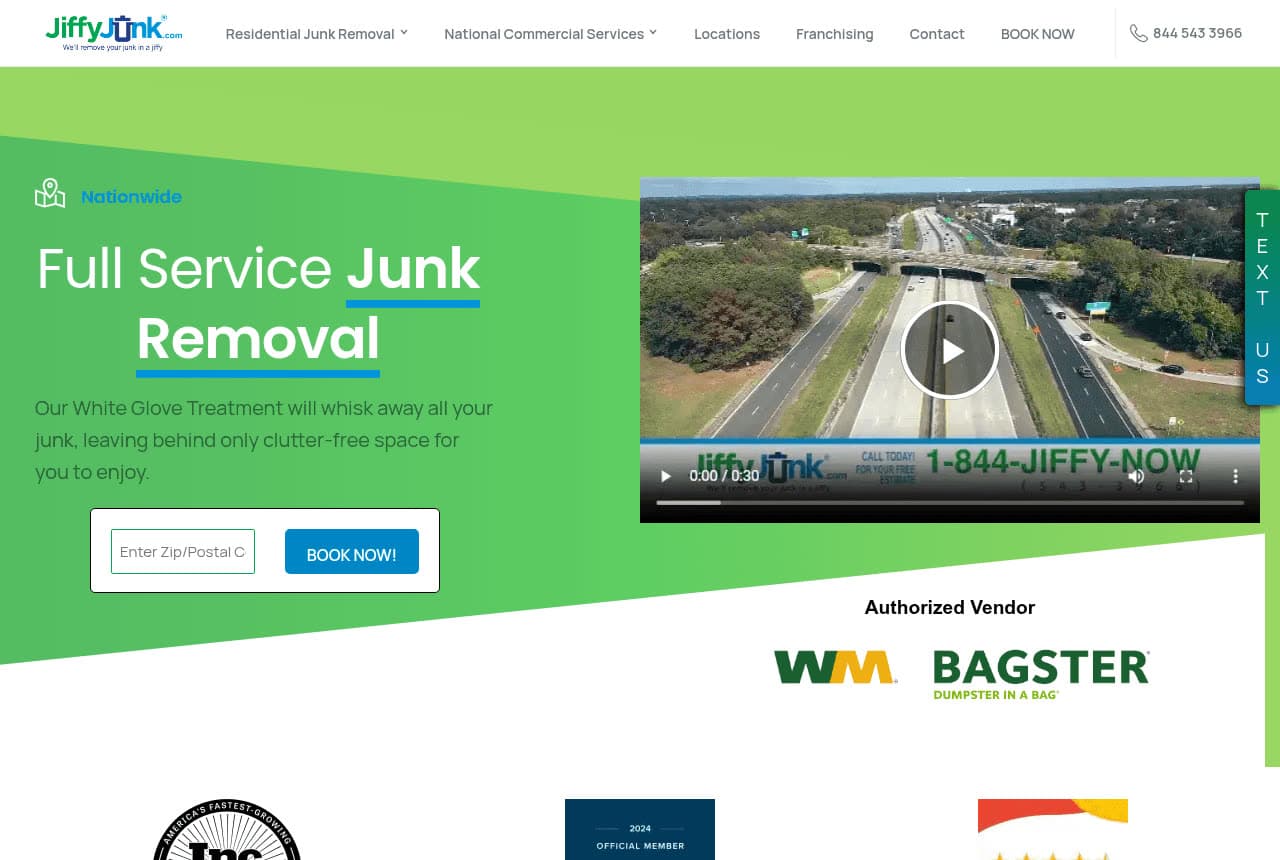 Jiffy Junk website — Full-Service Junk Removal design example
