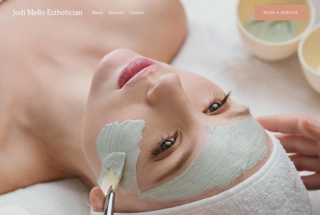 Jodi Mello Esthetician website — Solo Esthetician design example