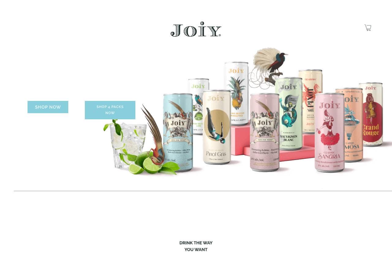 Joiy website — Canned Wine design example