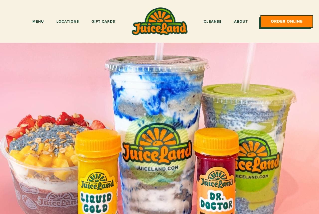 JuiceLand website — Juice Chain design example