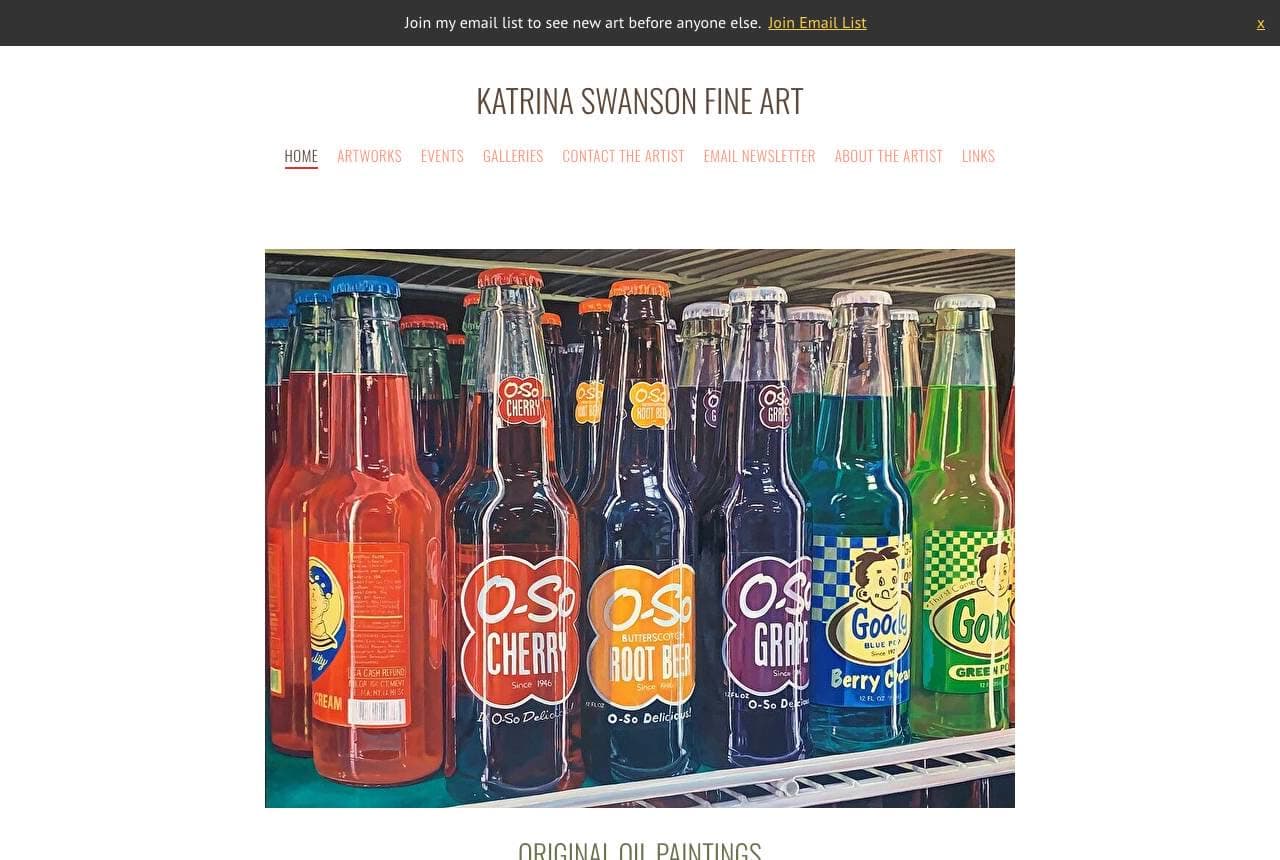 Katrina Swanson Fine Art website — Realist Oil Painter design example
