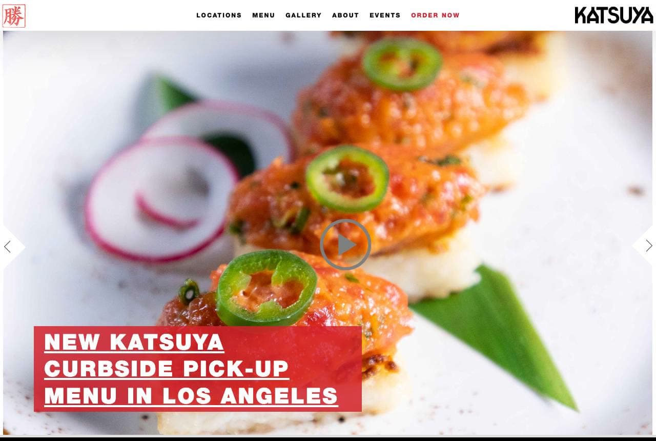 Katsuya website — Celebrity Chain design example