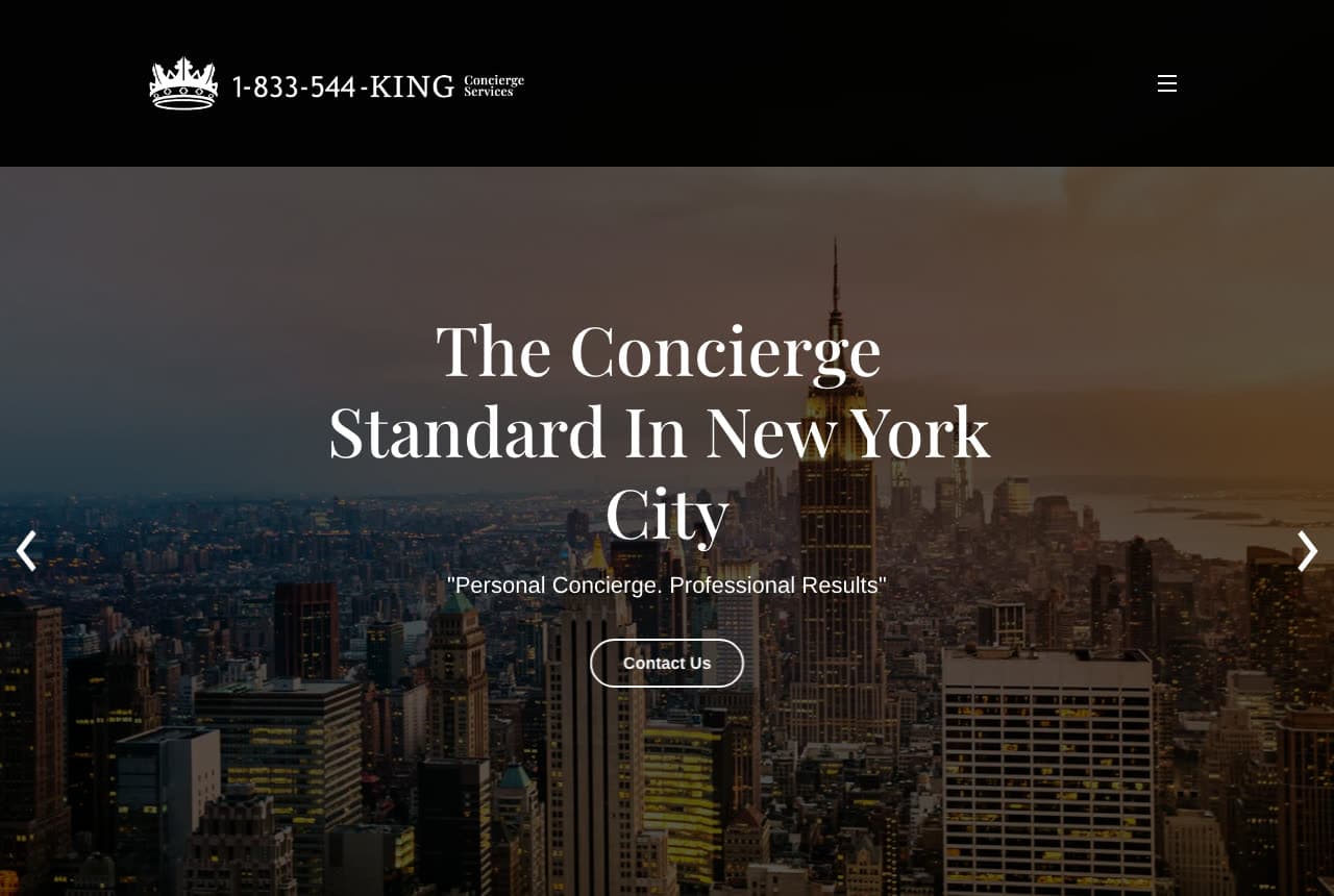 King Concierge Services website — Personal Concierge design example