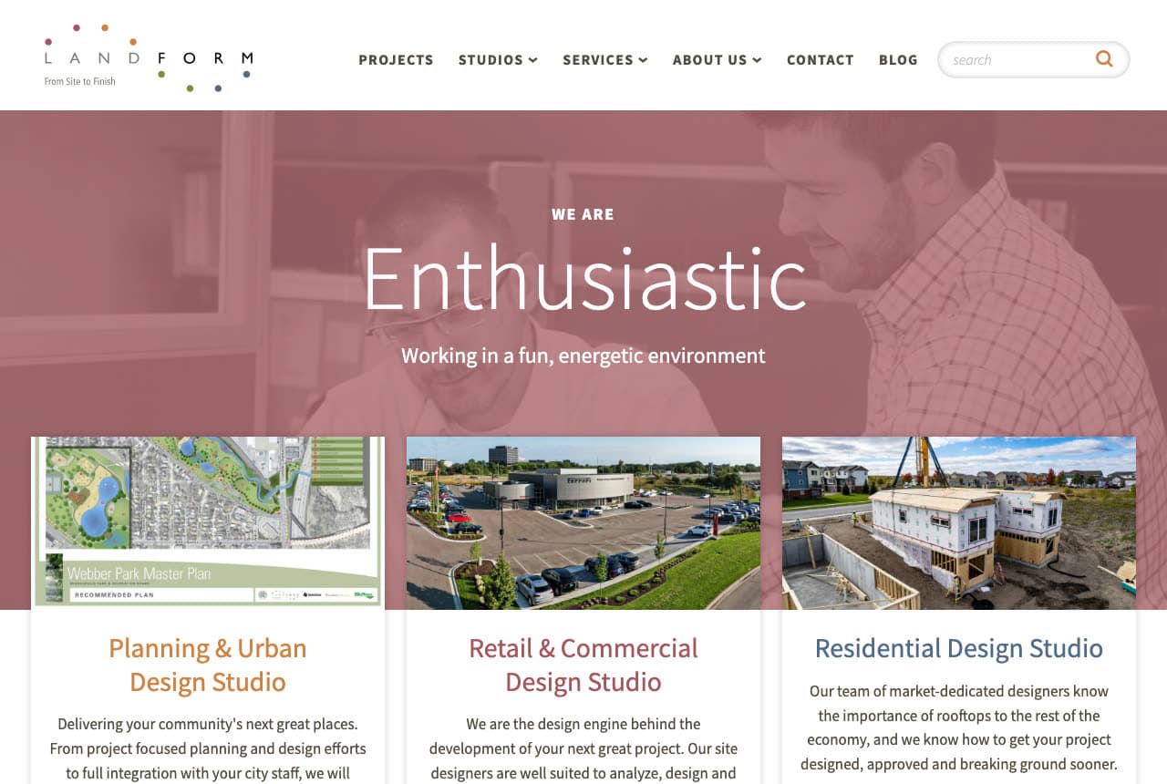 Landform website — Site Design design example