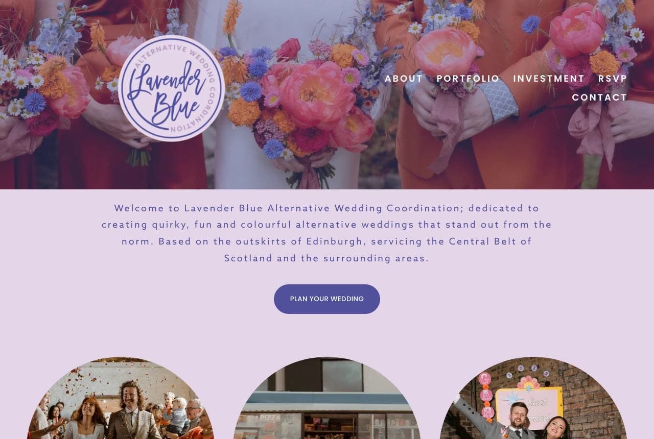 Lavender Blue website — Alternative Weddings design example