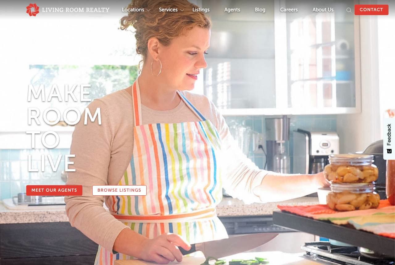 Living Room Realty website — Lifestyle Brokerage design example