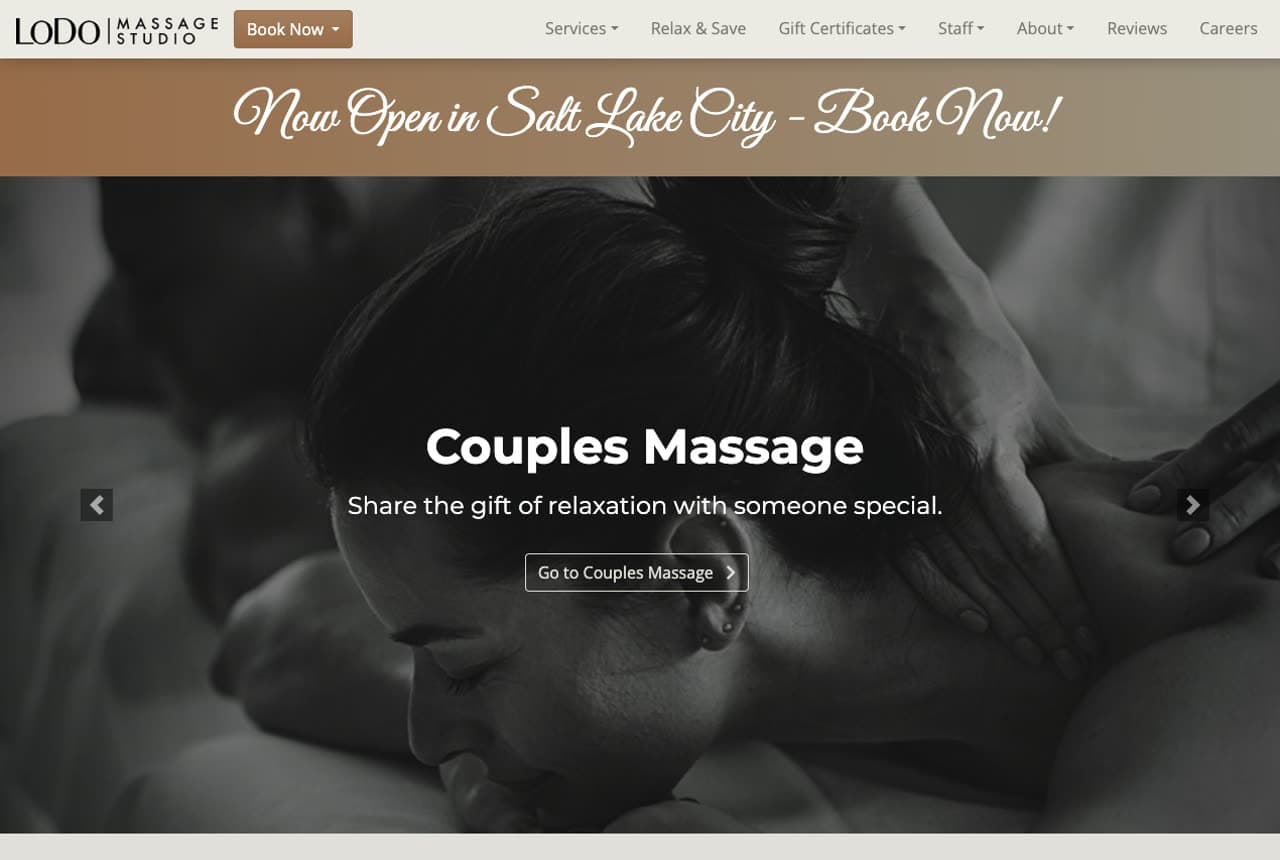 LoDo Massage Studio website — Massage design example