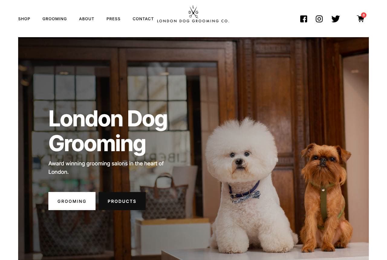 London Dog Grooming Co. website — Grooming Salon design example