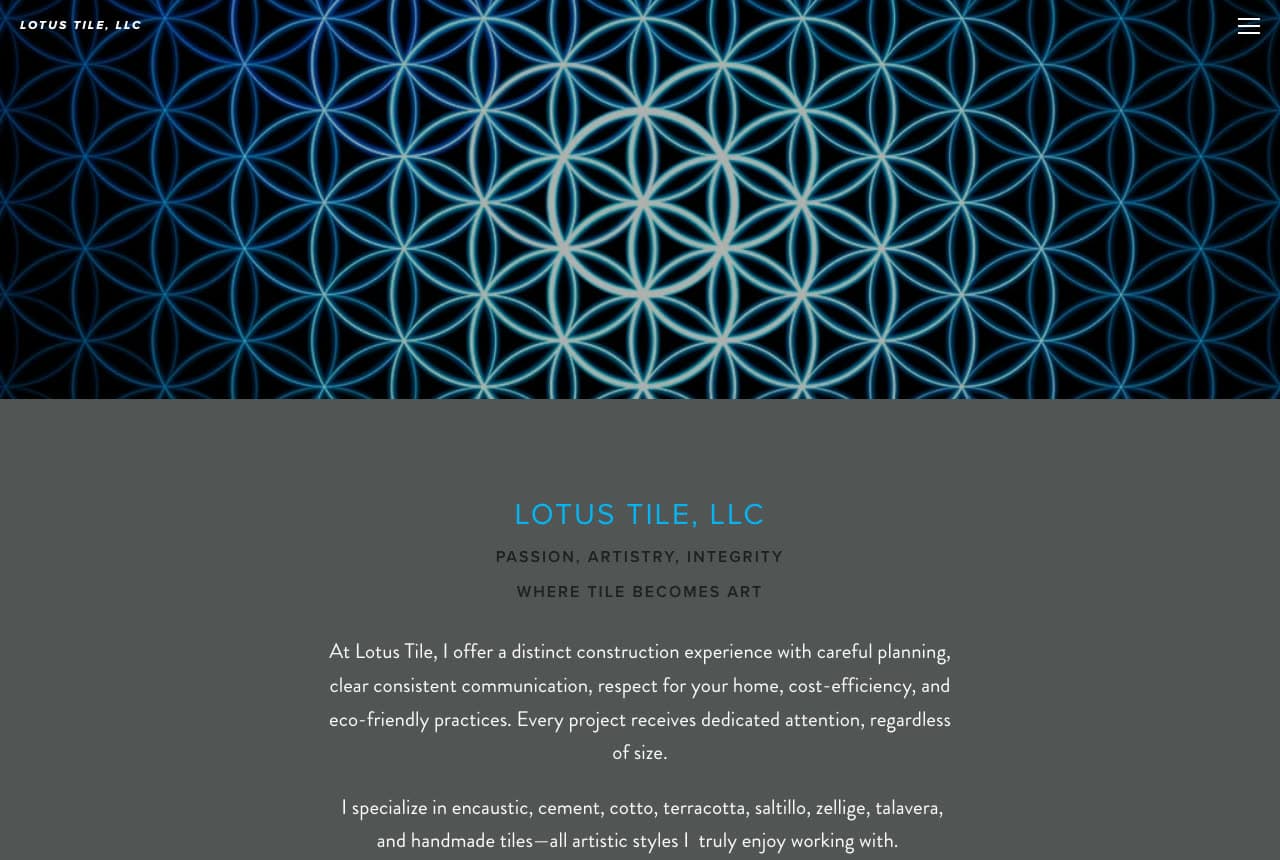 Lotus Tile website — Artisan Tile Specialist design example
