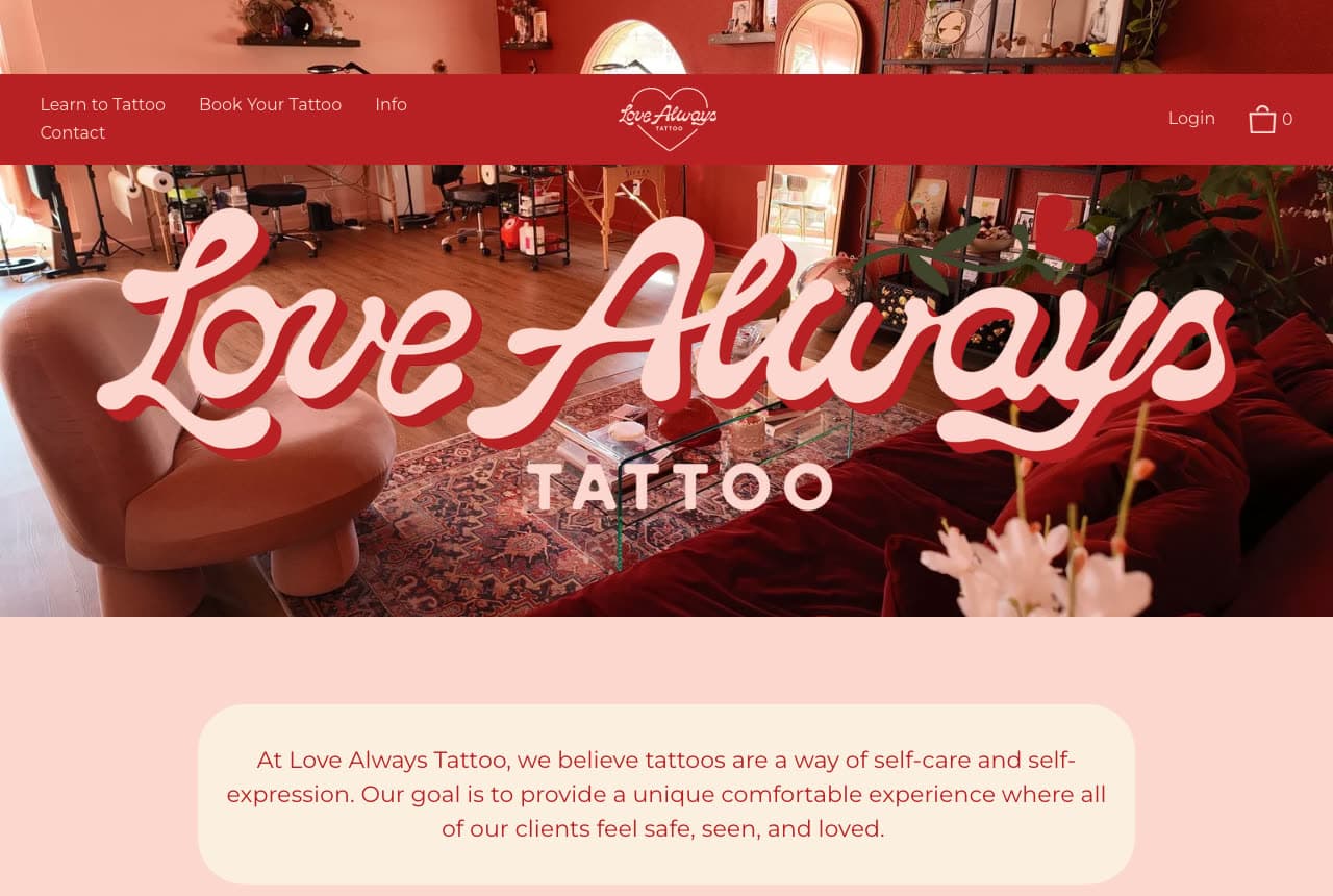 Love Always Tattoo website — Hand-Poke Studio design example