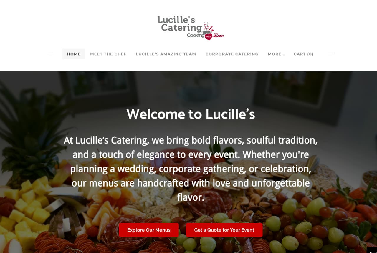Lucille's Catering website — Soul Food Catering design example