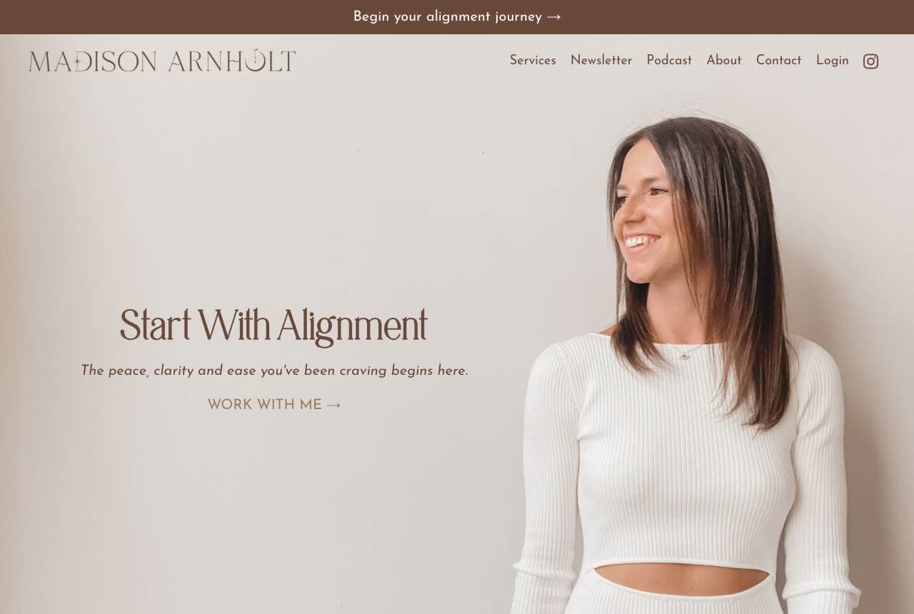 Madison Arnholt website — Alignment Coaching design example