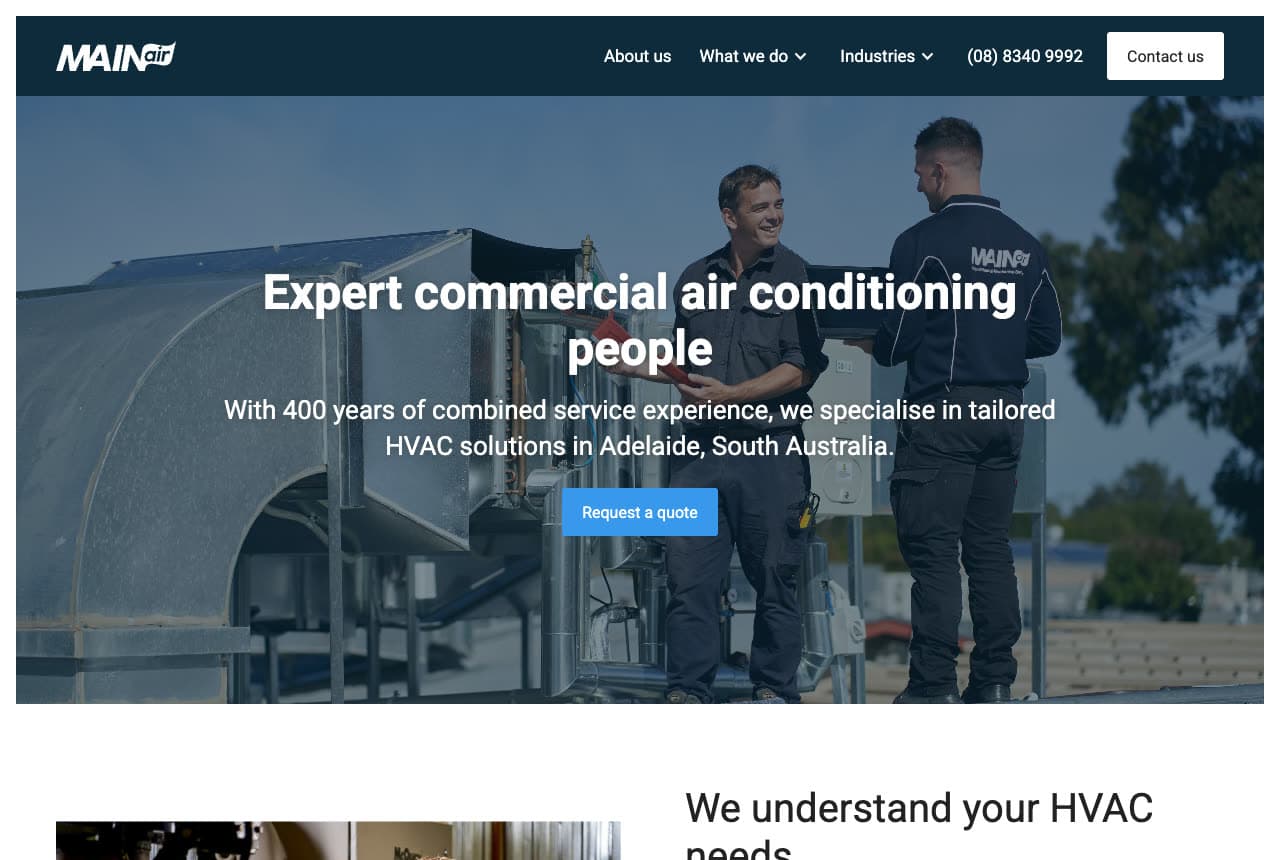 MAINair website — Commercial HVAC design example