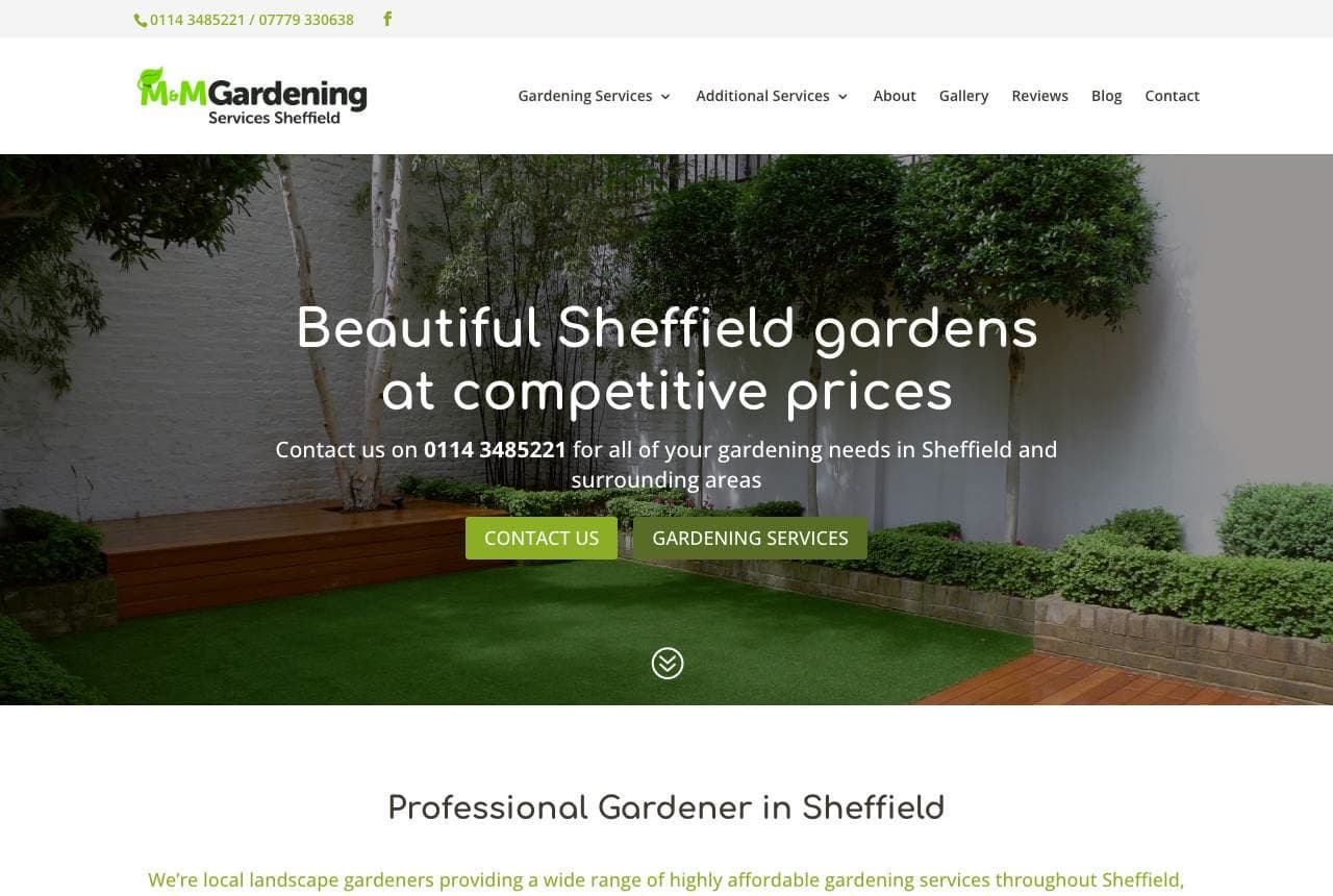 M&M Gardening website — Local Gardening design example